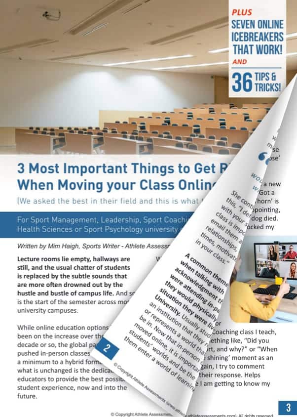 Instructions on how to effectively move your class online. Three most important things to successfully move your class online. Online Learning Dashboard for Sports Students